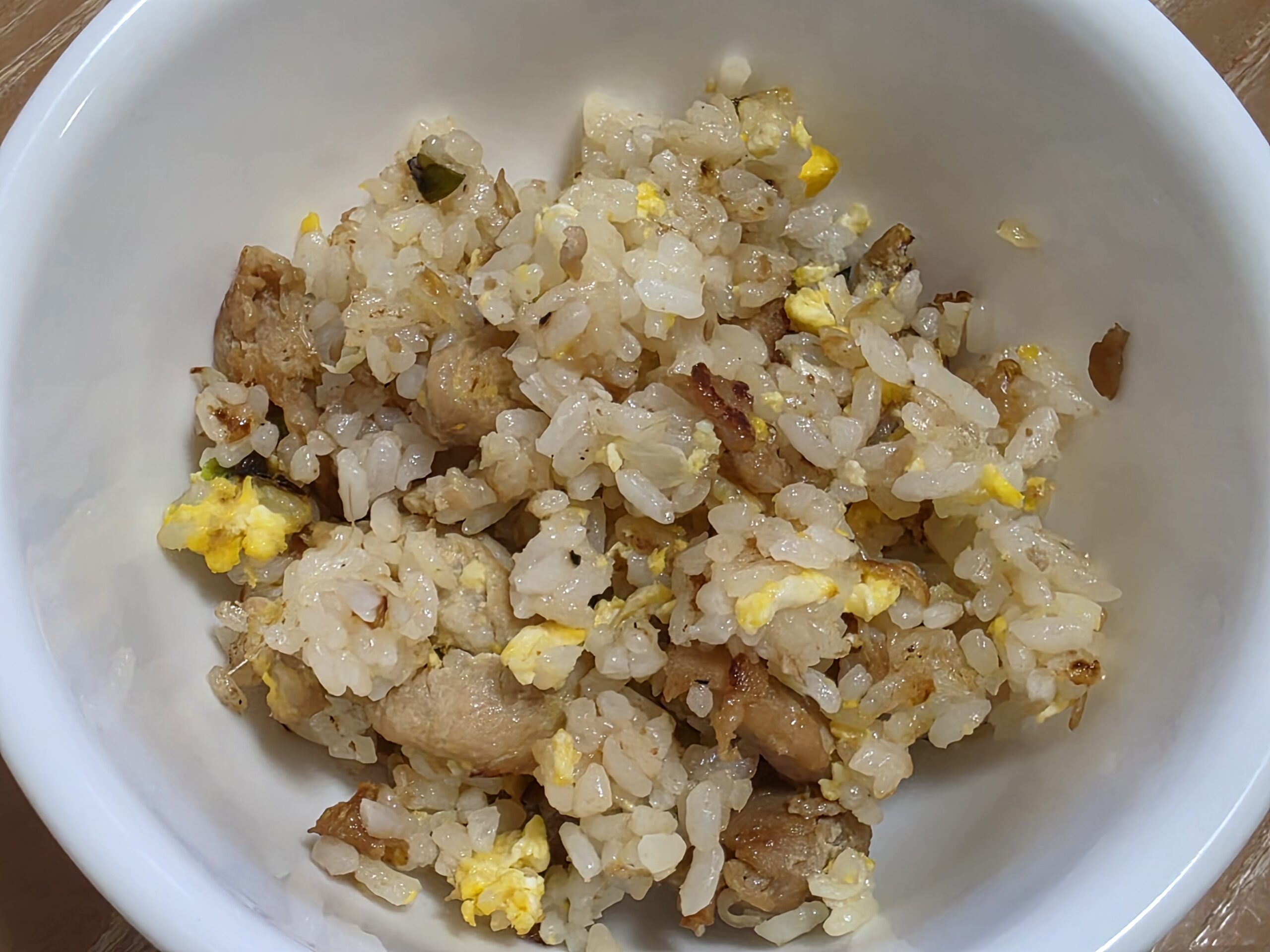 Chicken fried rice prepared for lunch.