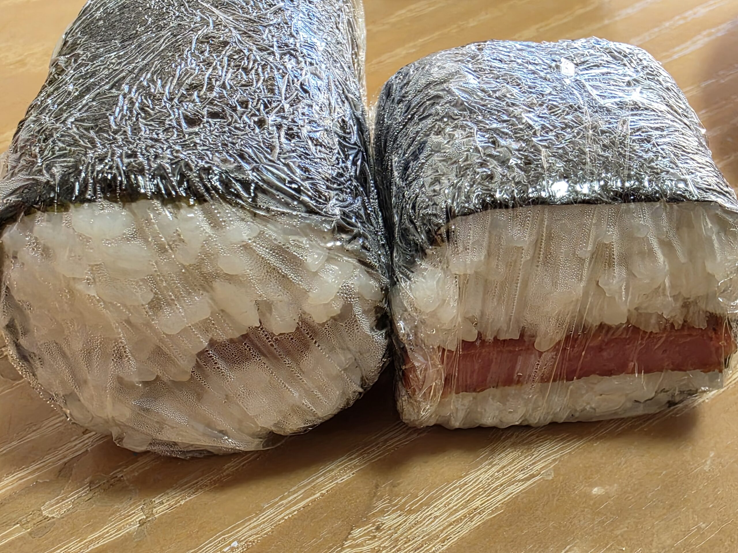 Spam musubi prepared for the kids' lunch.